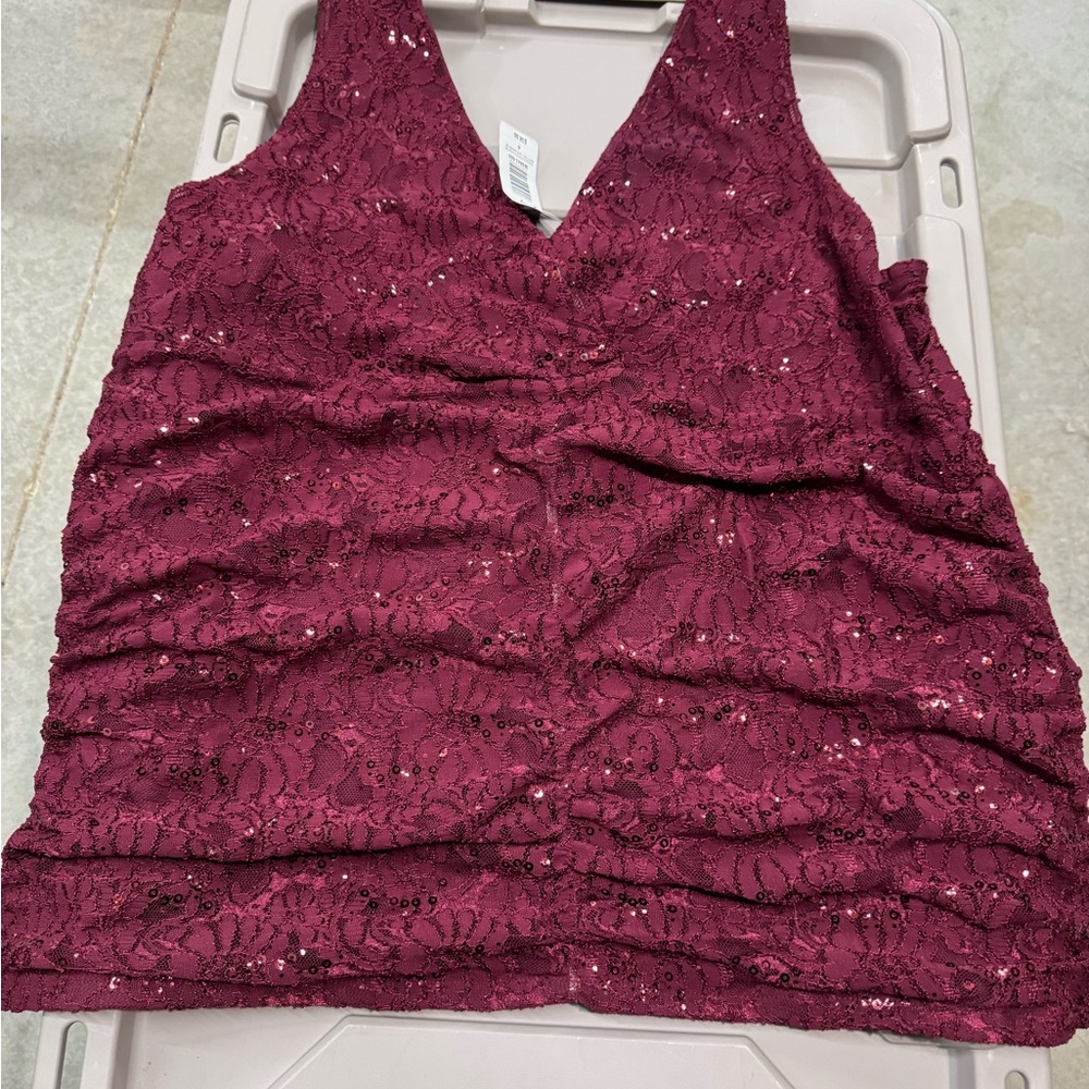 Torrid Burgundy Lace Sleeveless Blouse